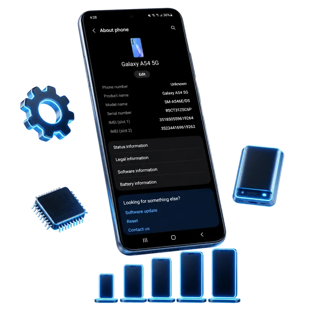 Android system requirements and supported phone brands including Samsung, Sony, Huawei, OnePlus, Oppo, Google, Xiaomi, and Poco models