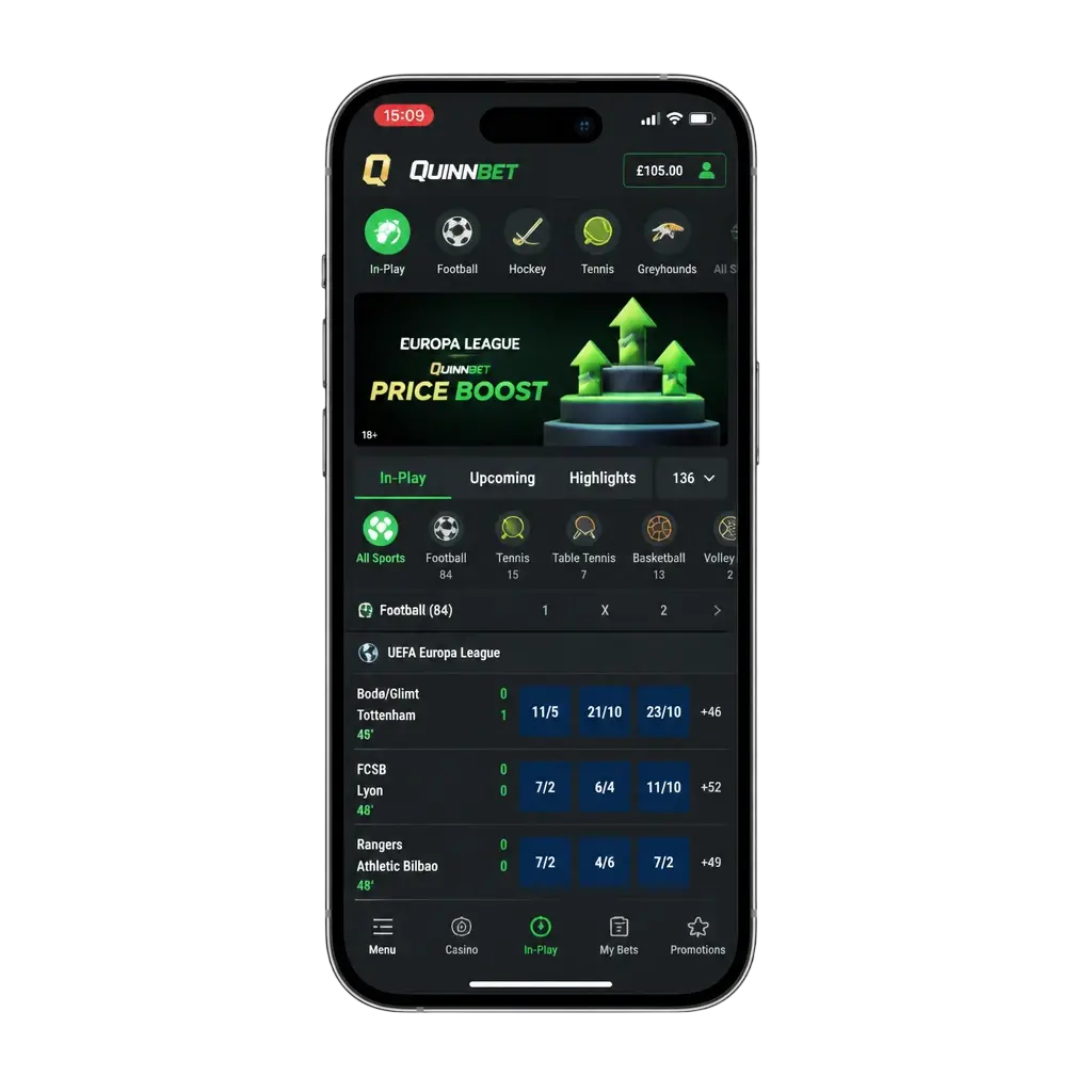 Live betting screen showing real-time odds, match tracker, and streaming options for cricket, football, and tennis.