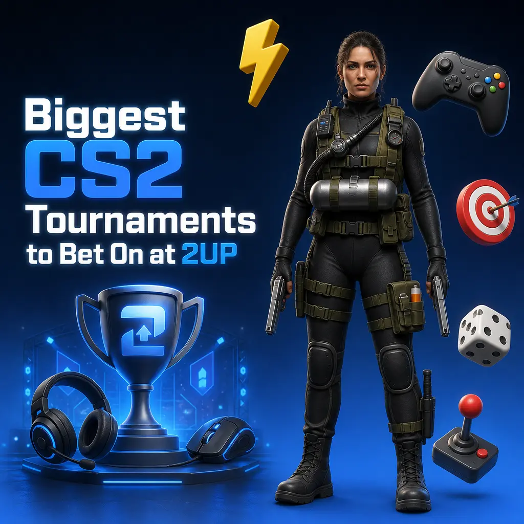 Overview of the biggest CS2 tournaments to bet on at 2UP, including Majors, leagues, invitationals, and qualifiers.