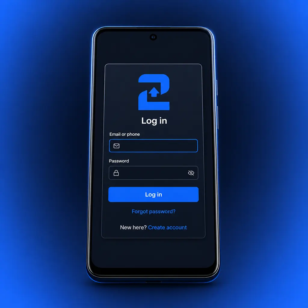 Login screen for a 2UP account