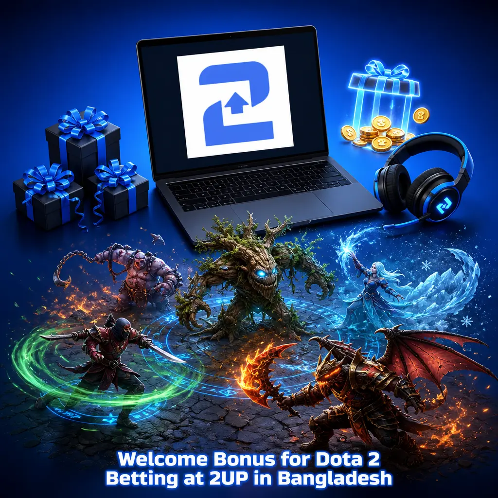 2UP welcome bonus for Dota 2 betting in Bangladesh: 200% deposit match up to 2000 USD plus 500 Free Spins.